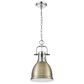 Golden Lighting Duncan 1-Light Small Pendant with Chain and Aged Brass Shade in Chrome, , large