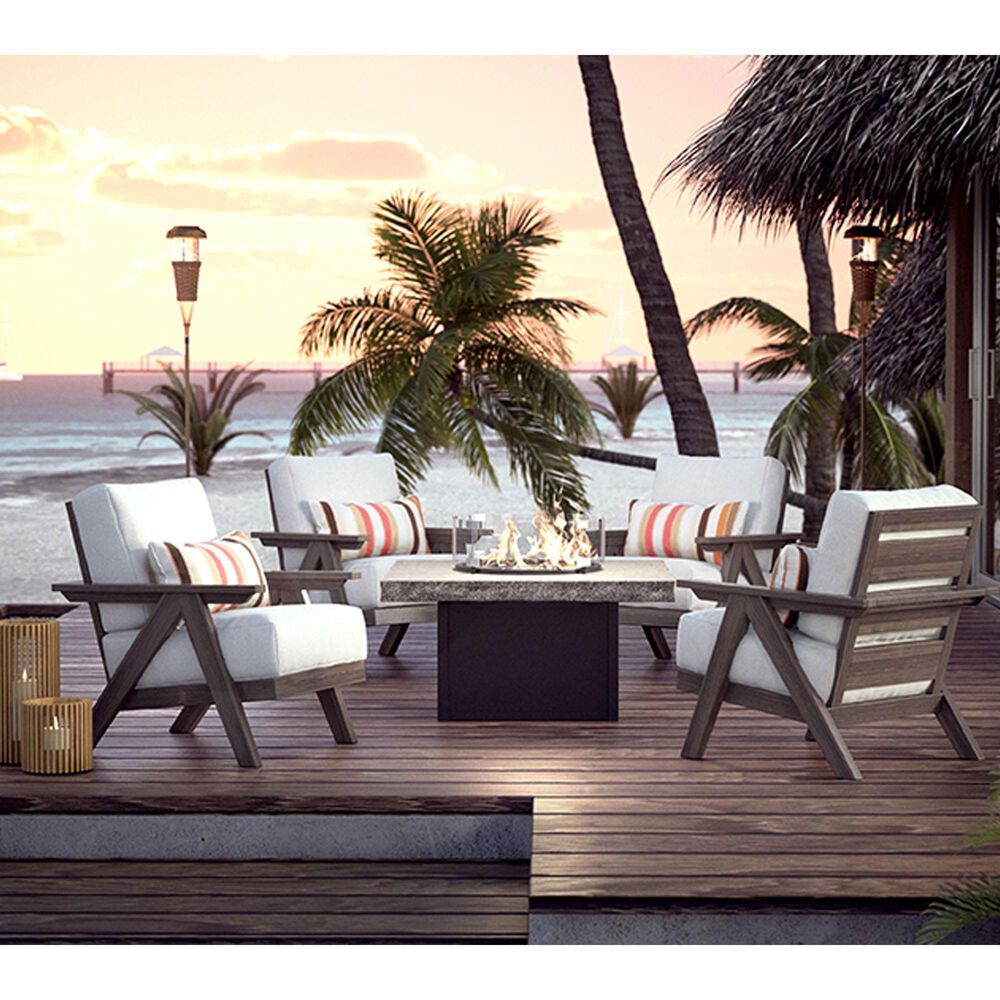 Homecrest Outdoor Living Shadow Rock 42" Square Lounge Fire Table with Fire Burner Cover in Pebble, , large