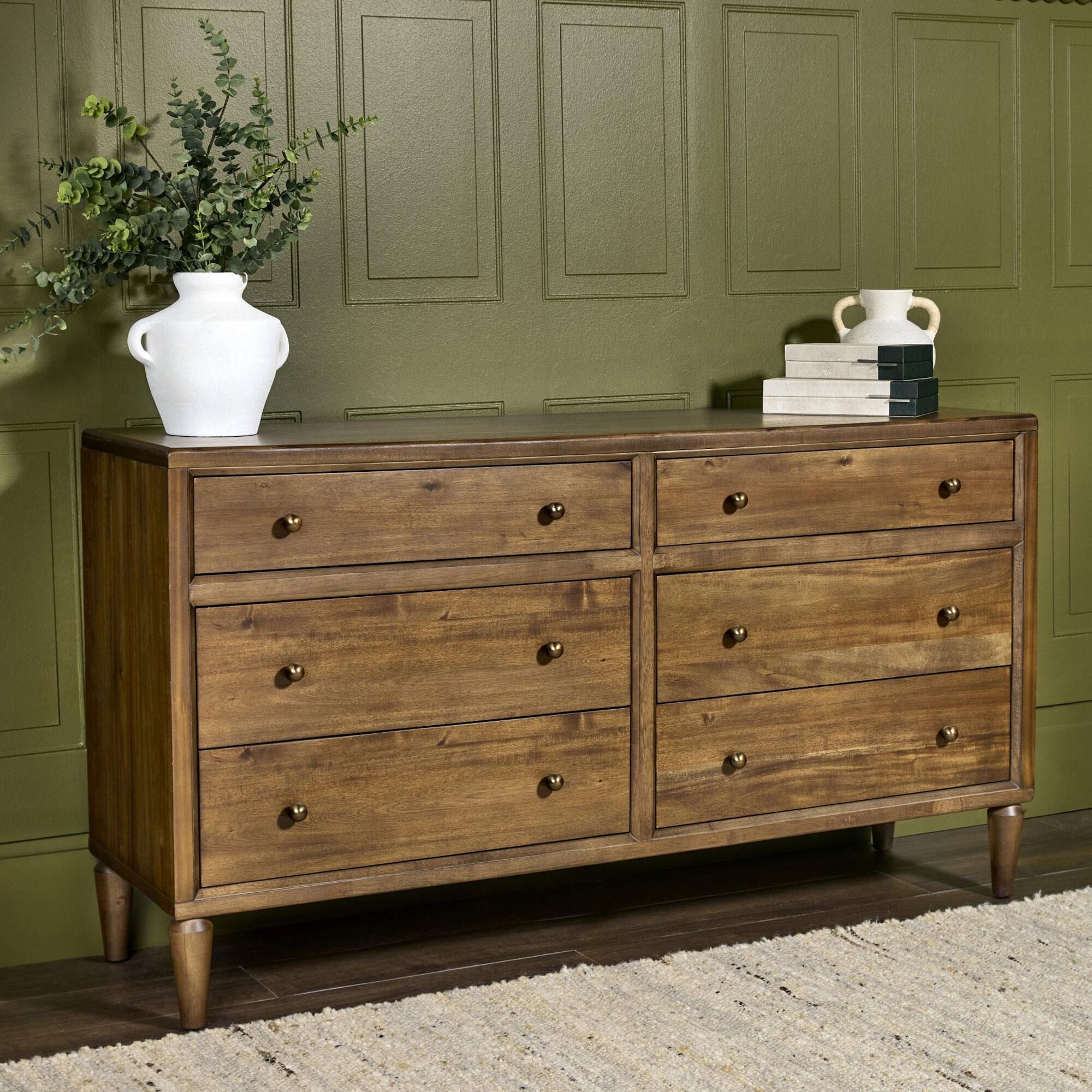 Urban Home Langley 6-Drawer Dresser and Mirror in Autumn Forest