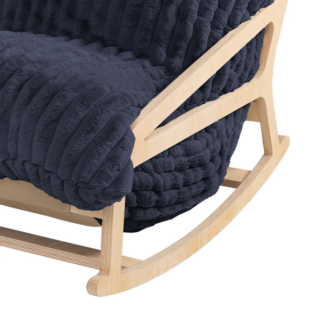 Jaxx Saxx Mondo Fur Bean Bag Rocking Chair in Midnight Blue, , large