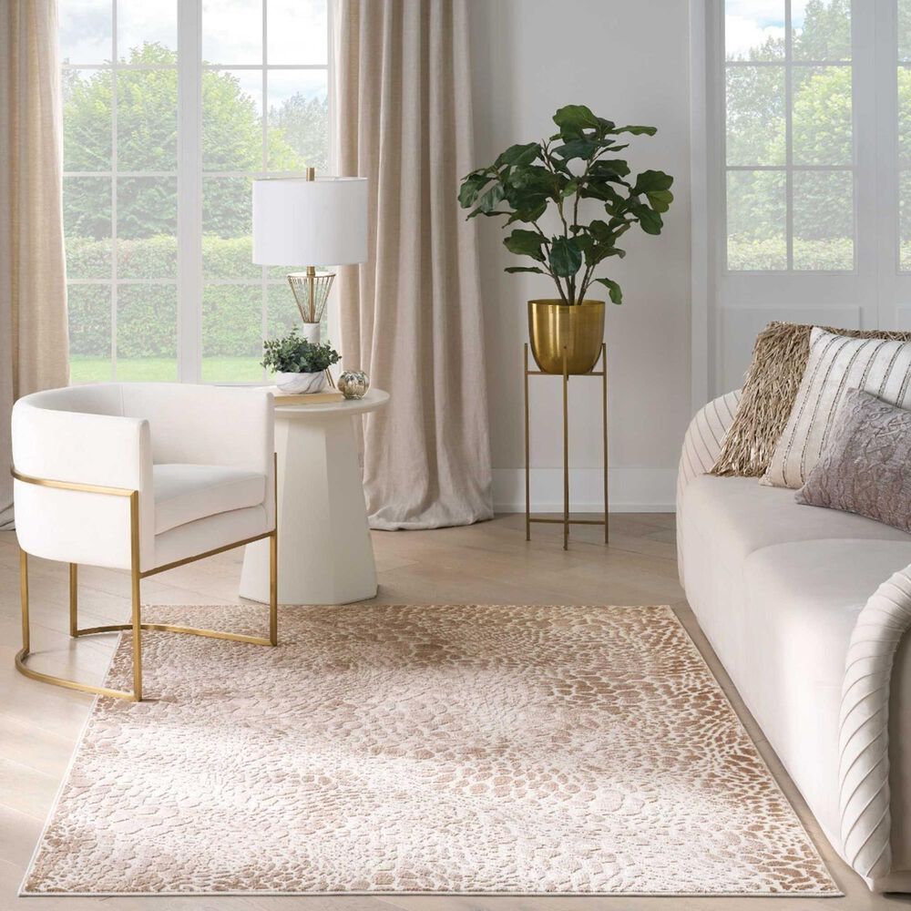 Nourison Desire Camel and Silver 5&#39;3&quot; x 7&#39;3&quot; Area Rug, , large