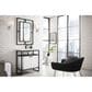 James Martin Vanities Boston 31.5" Single White Door Bathroom Vanity in Matte Black with 3 cm White Glossy Resin Countertop and Rectangular Sink, , large