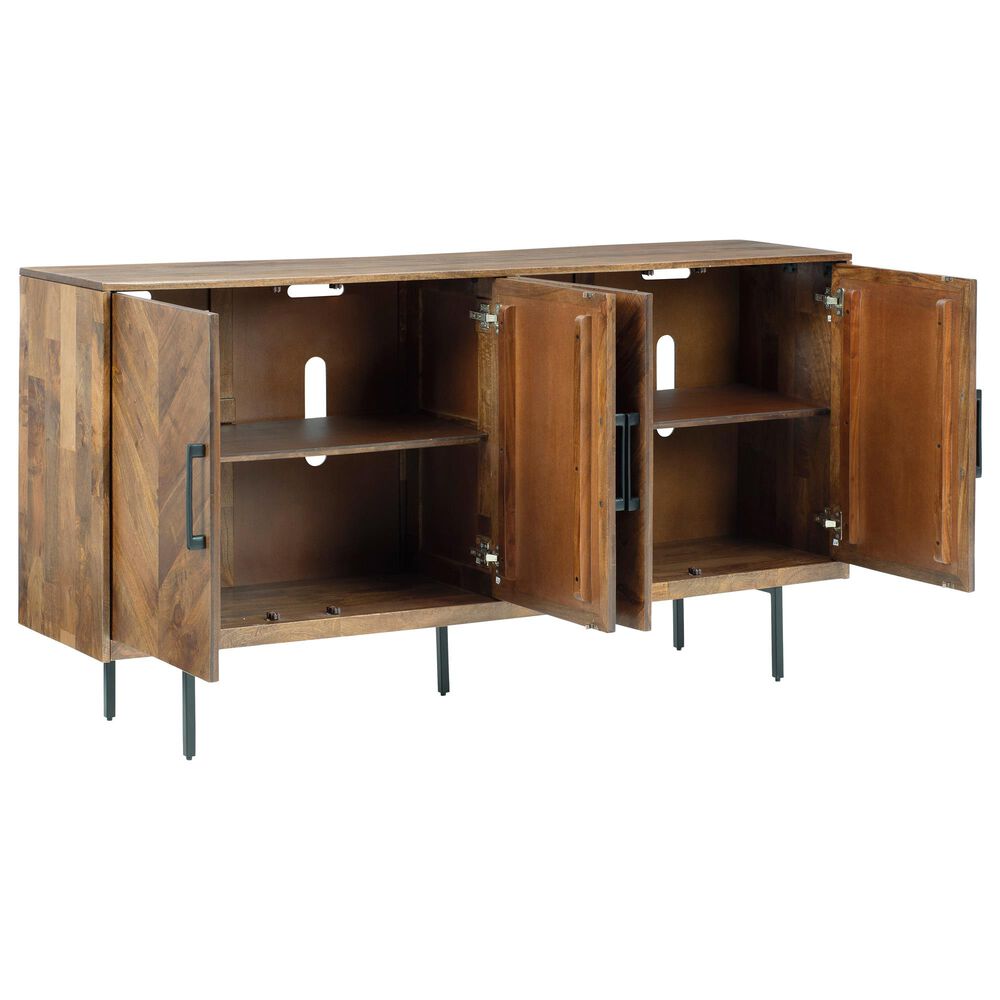 Signature Design by Ashley Prattville 4-Door Credenza in Light Brown and Dark Gray, , large