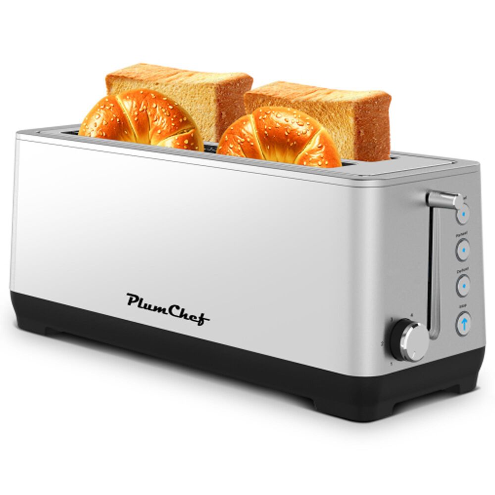 HOMLUX 4-Slice Toaster with 6 Browning Settings in Silver, , large