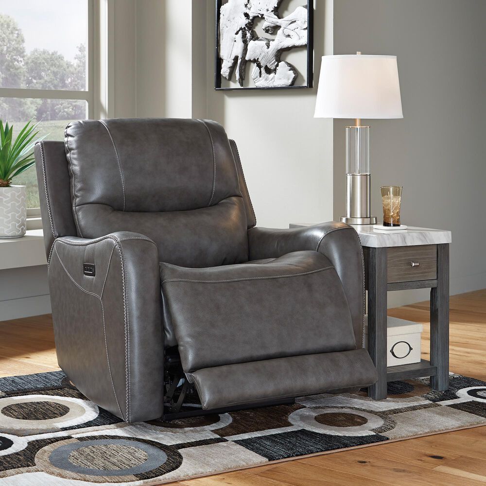 Ashley Galahad Power Zero Wall Recliner in Smoke, , large