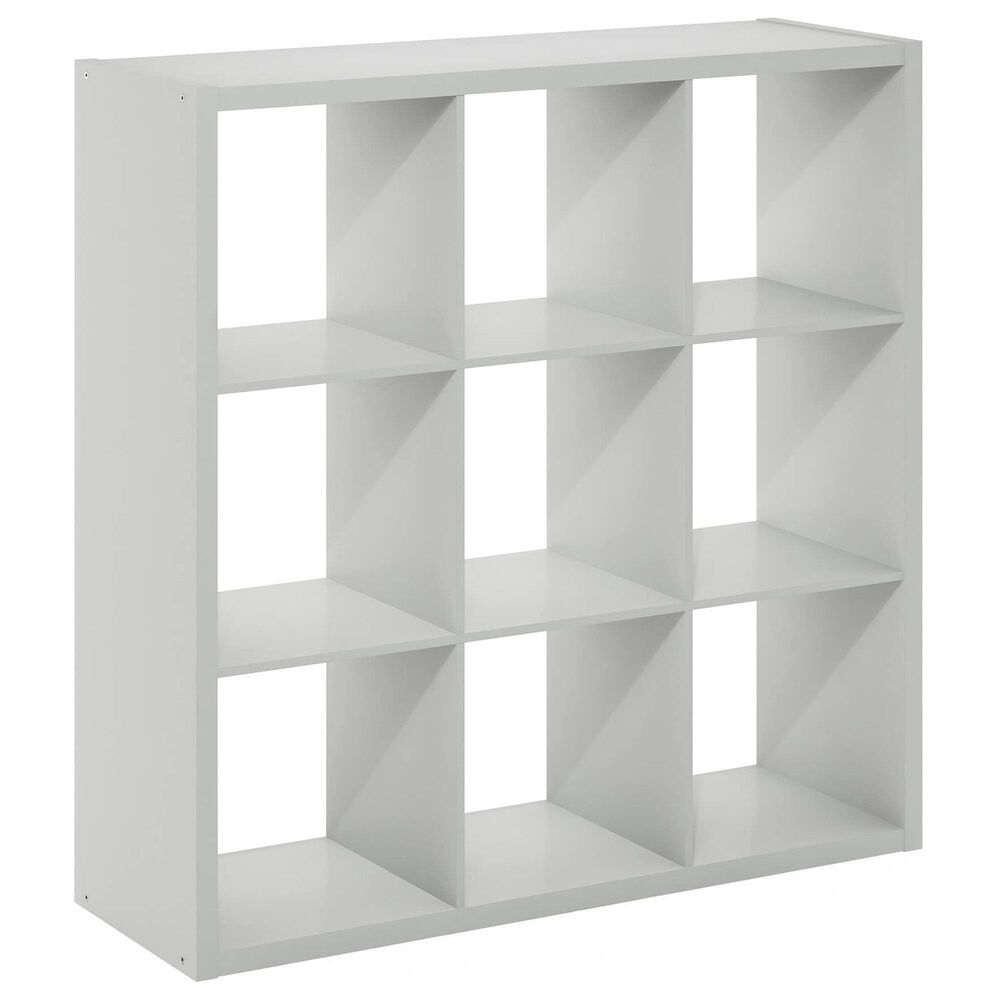 HOMLUX 9-Cube Reversible Open Back Bookshelf in Light Grey, , large
