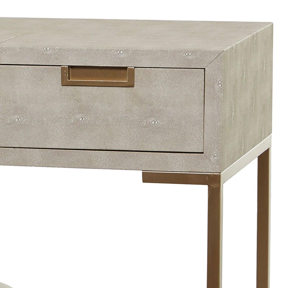 Maple and Jade Vanity Stool and Hidden Mirror in Light Gray and Gold, , large