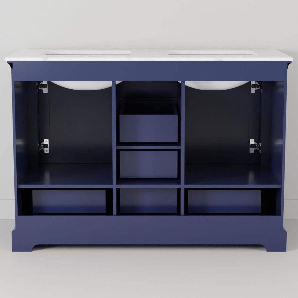 Lexora Home Dukes 48" Double Bathroom Vanity in Navy Blue with 2 cm White Cultured Marble Top and Rectangular Sinks, , large