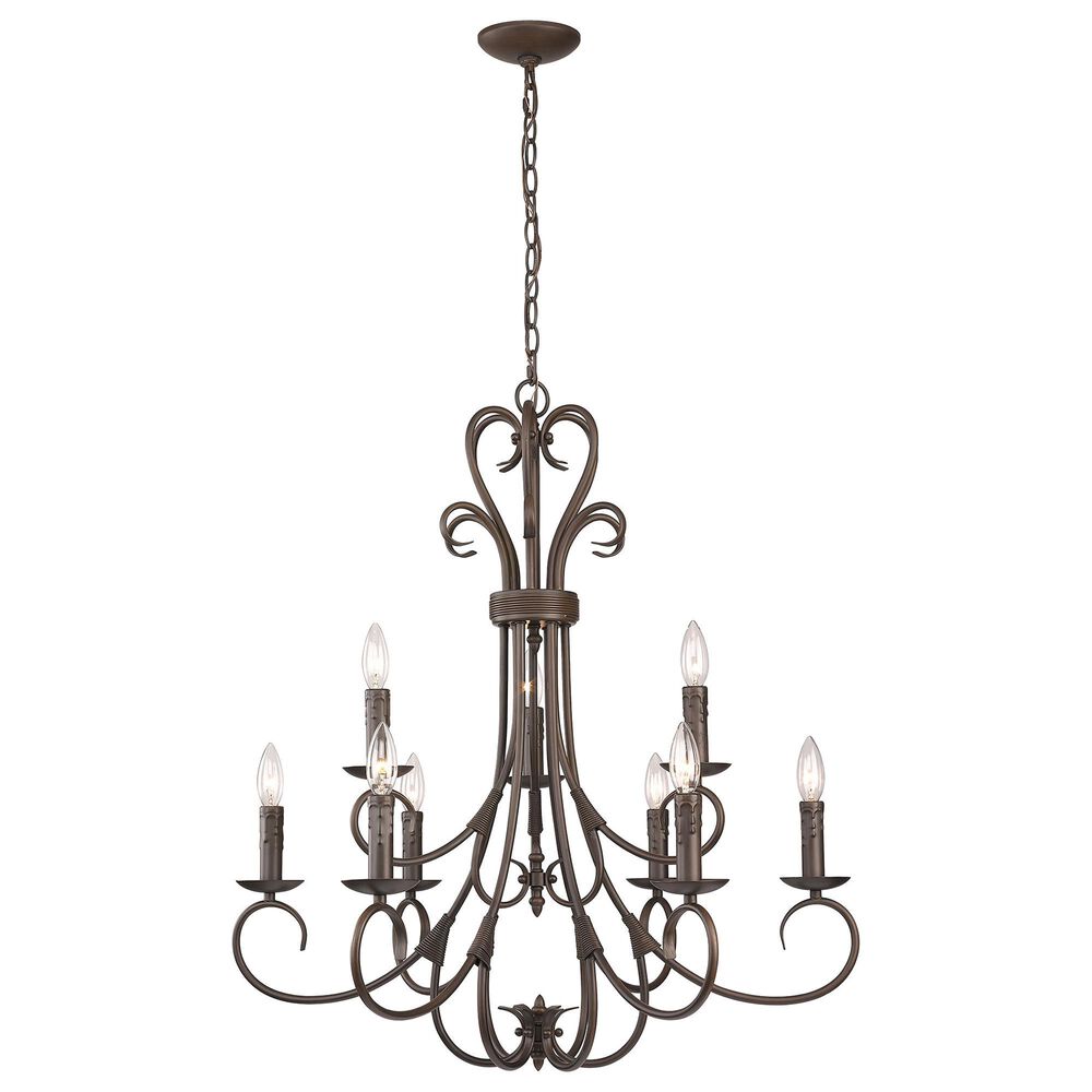 Golden Lighting Homestead 9-Light Candelabra Chandelier in Rubbed Bronze, , large