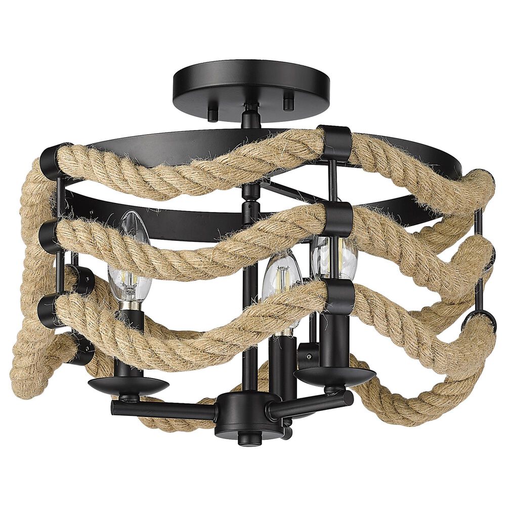 Golden Lighting Marissa 3-Light Semi-Flush in Matte Black, , large