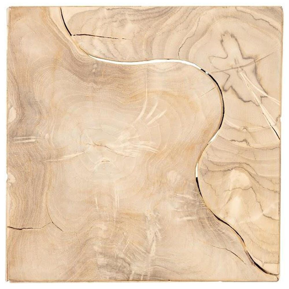 TimberHaus Teak Slice Medium Square Pedestal in Bleached Teak, , large