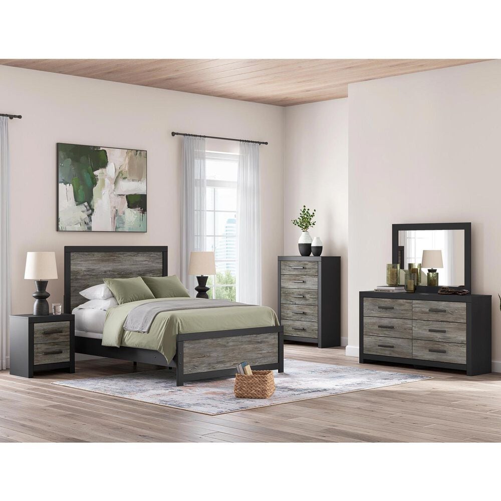 Ashley Broachmyn 5-Piece Full Panel Bedroom Set in Black and Gray, , large