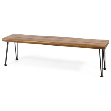 Hearth and Haven Zion Patio Bench in Teak and Black, , large