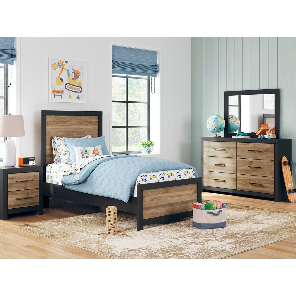 Ashley Vertani 2-Drawer Nightstand in Black and Honey Brown, , large