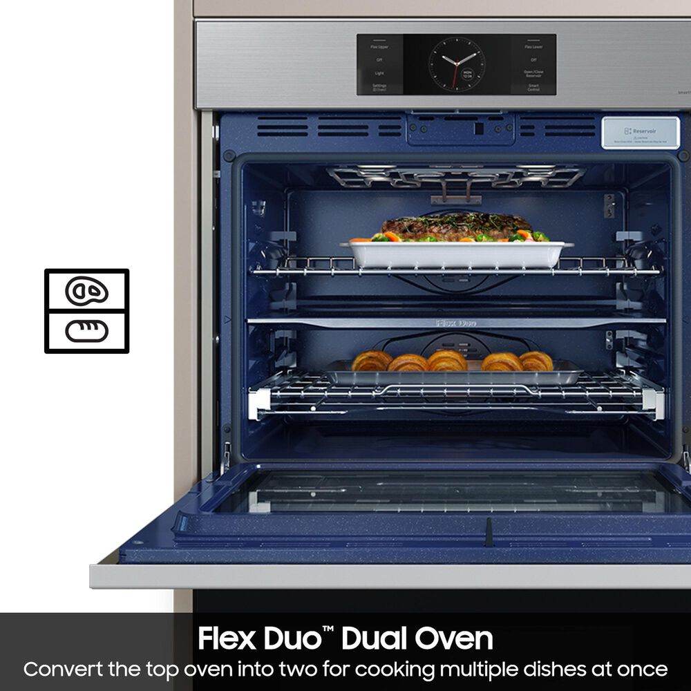 Samsung Bespoke 2-Piece Kitchen Package with Stainless Steel Bespoke 30" Double Wall Oven and Black 36" Induction Cooktop, , large