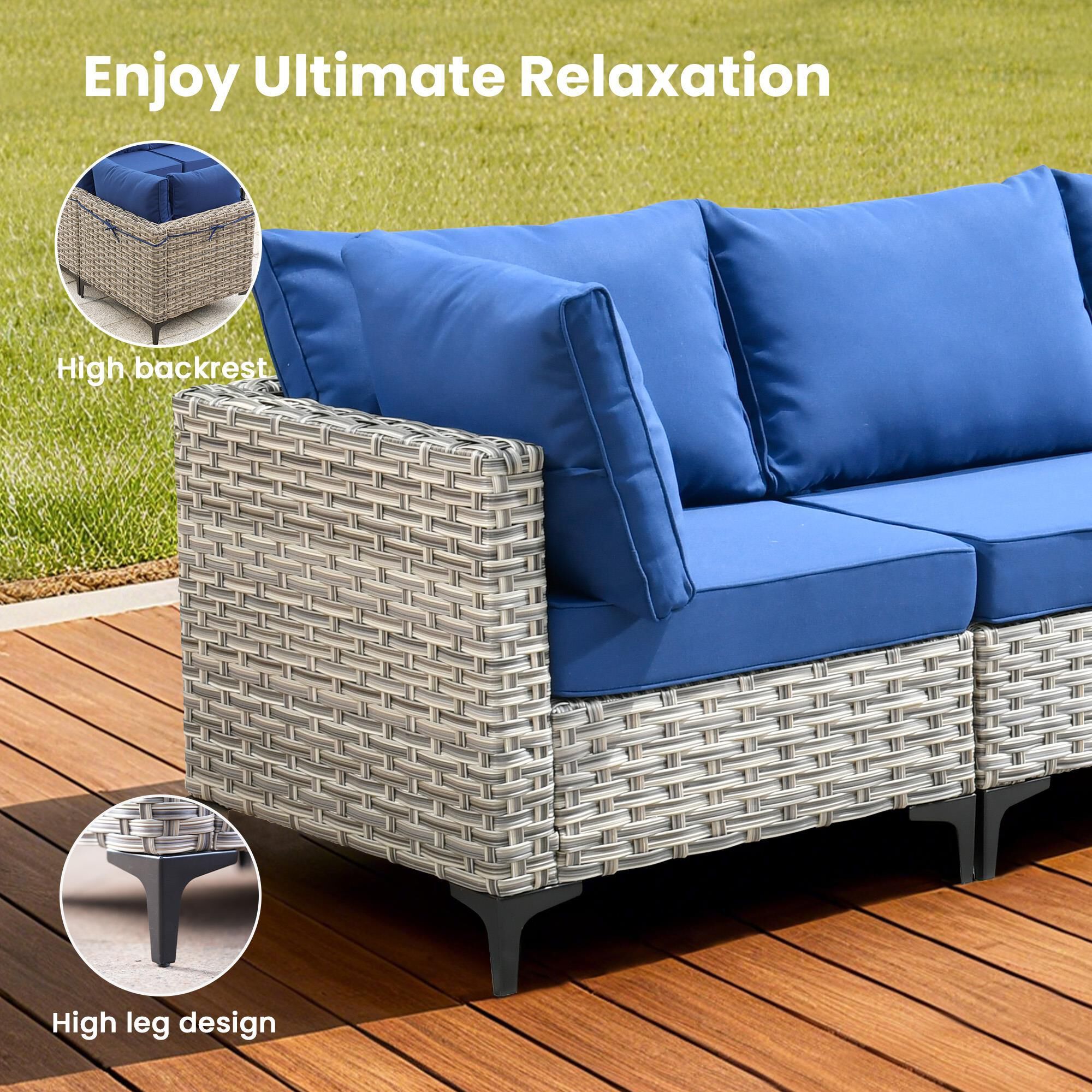 アメリカ 米国 セット HOMLUX 11-Piece Outdoor Modular Sofa Conversation Set in Navy Blue