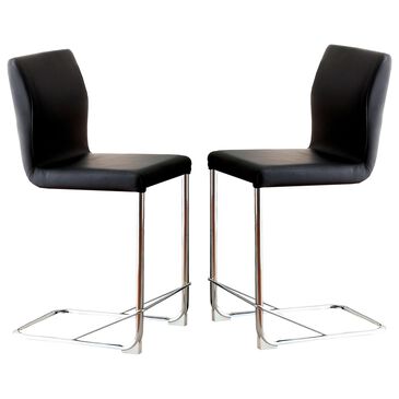 Furniture of America Jordan Counter Side Chair with Black Cushion in Chrome (Set of 2), , large