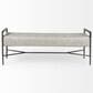 Mercana Charlotte Bench with Gray Herringbone Fabric Cushion Seat in Antique Nickel, , large