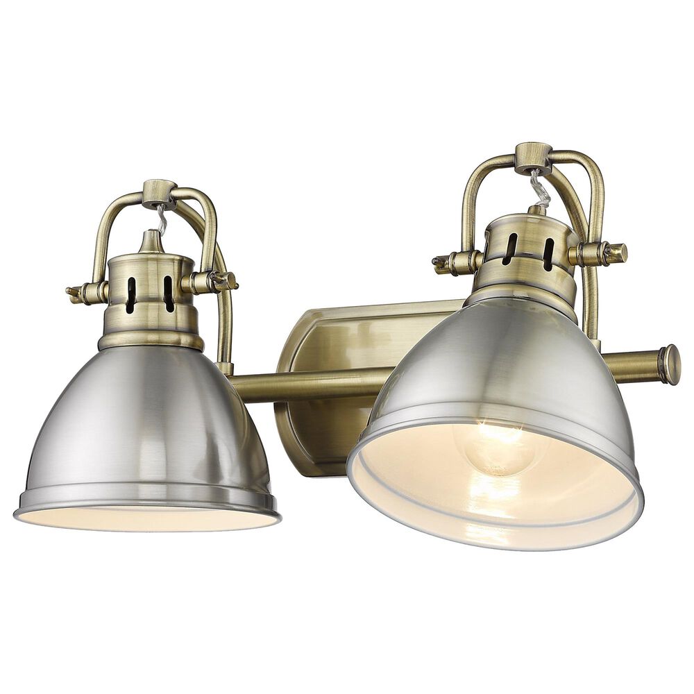 Golden Lighting Duncan 2-Light Bath Vanity in Aged Brass/Pewter, , large