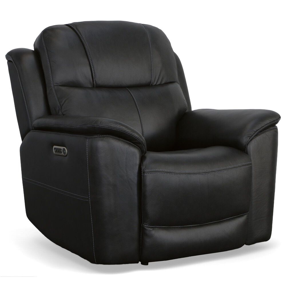 Flexsteel Crew 3-Piece Power Reclining Living Room Set in Raven Black, , large