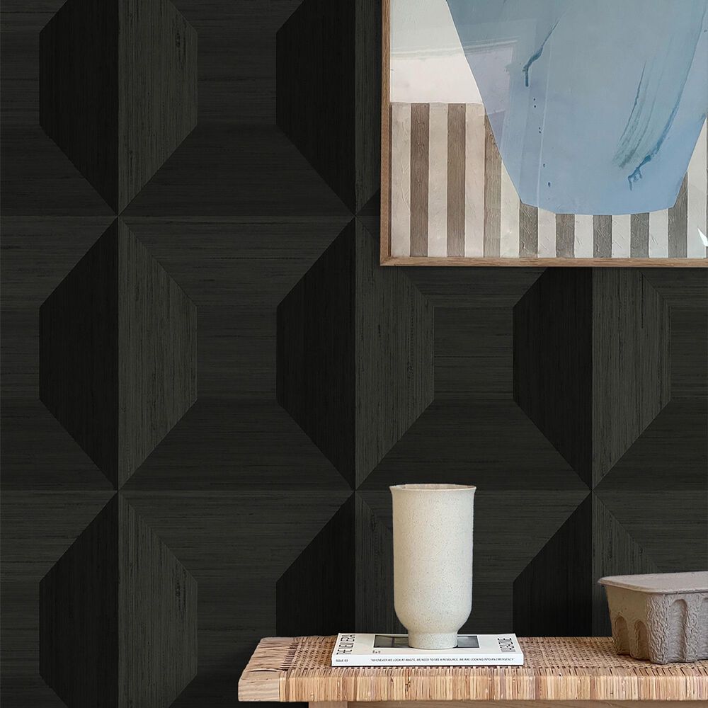 NextWall Quadrant Geo 216&quot; x 27&quot; Peel and Stick Wallpaper in Blacksmith, , large