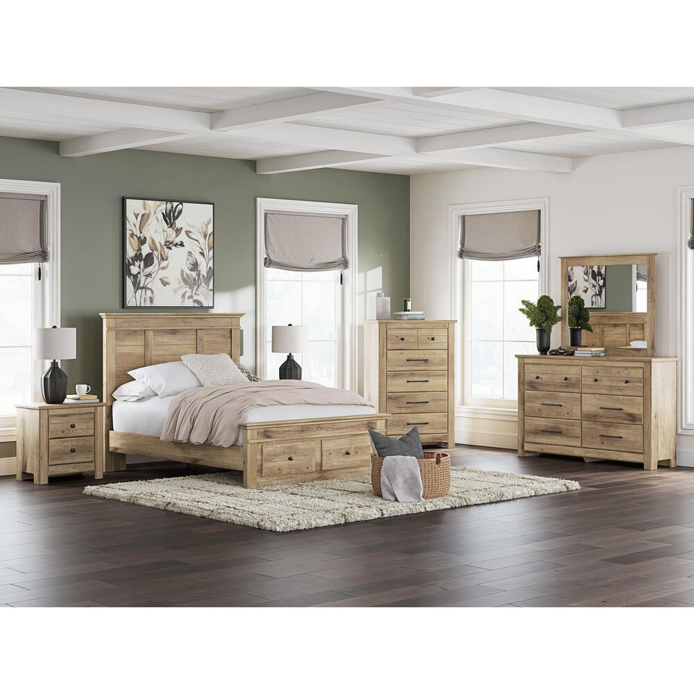 Ashley Makidern 4-Piece Full Storage Bedroom Set with Two Drawers in Natural Brown, , large