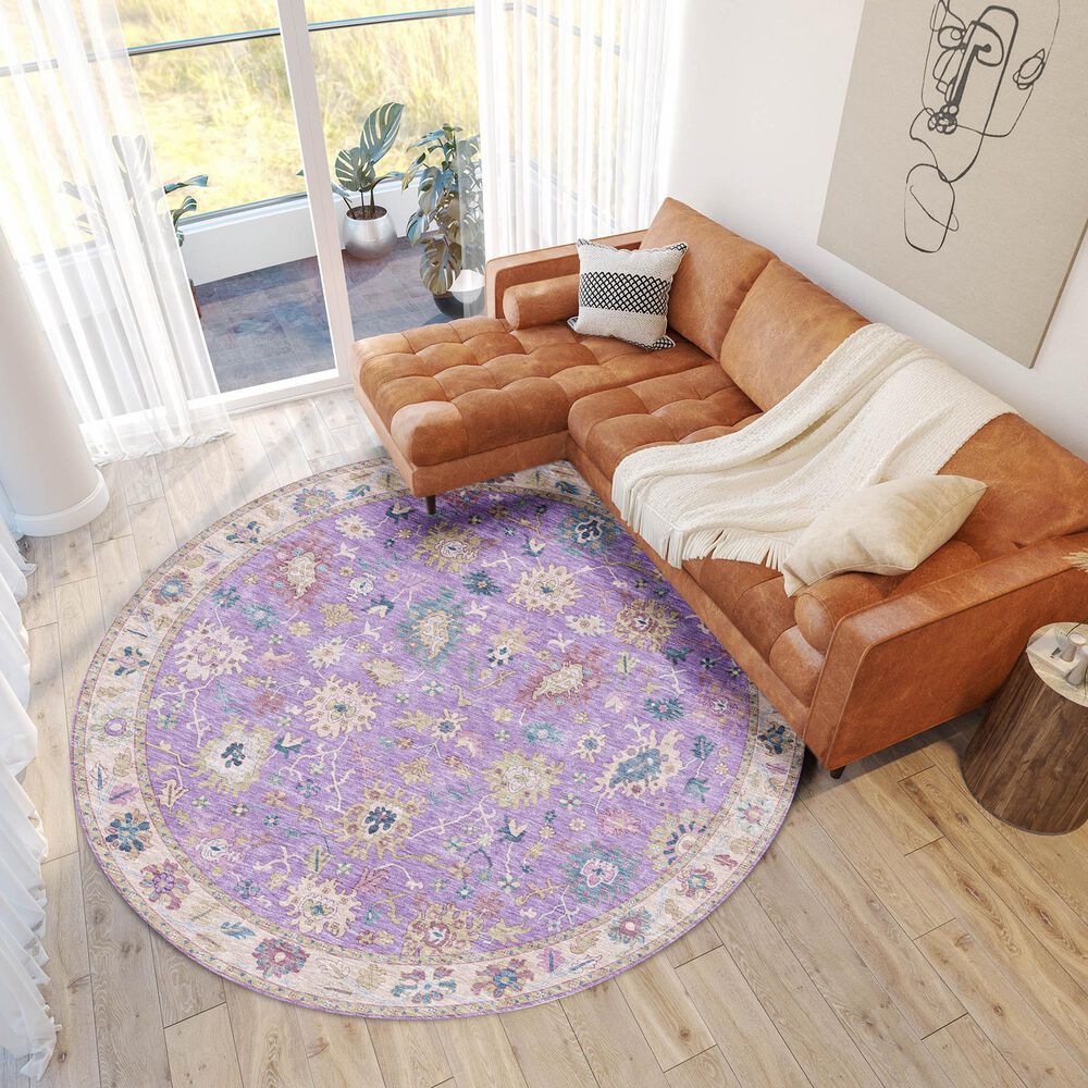 Dalyn Rug Company Hatay HY7 8&#39; Round Purple Area Rug, , large
