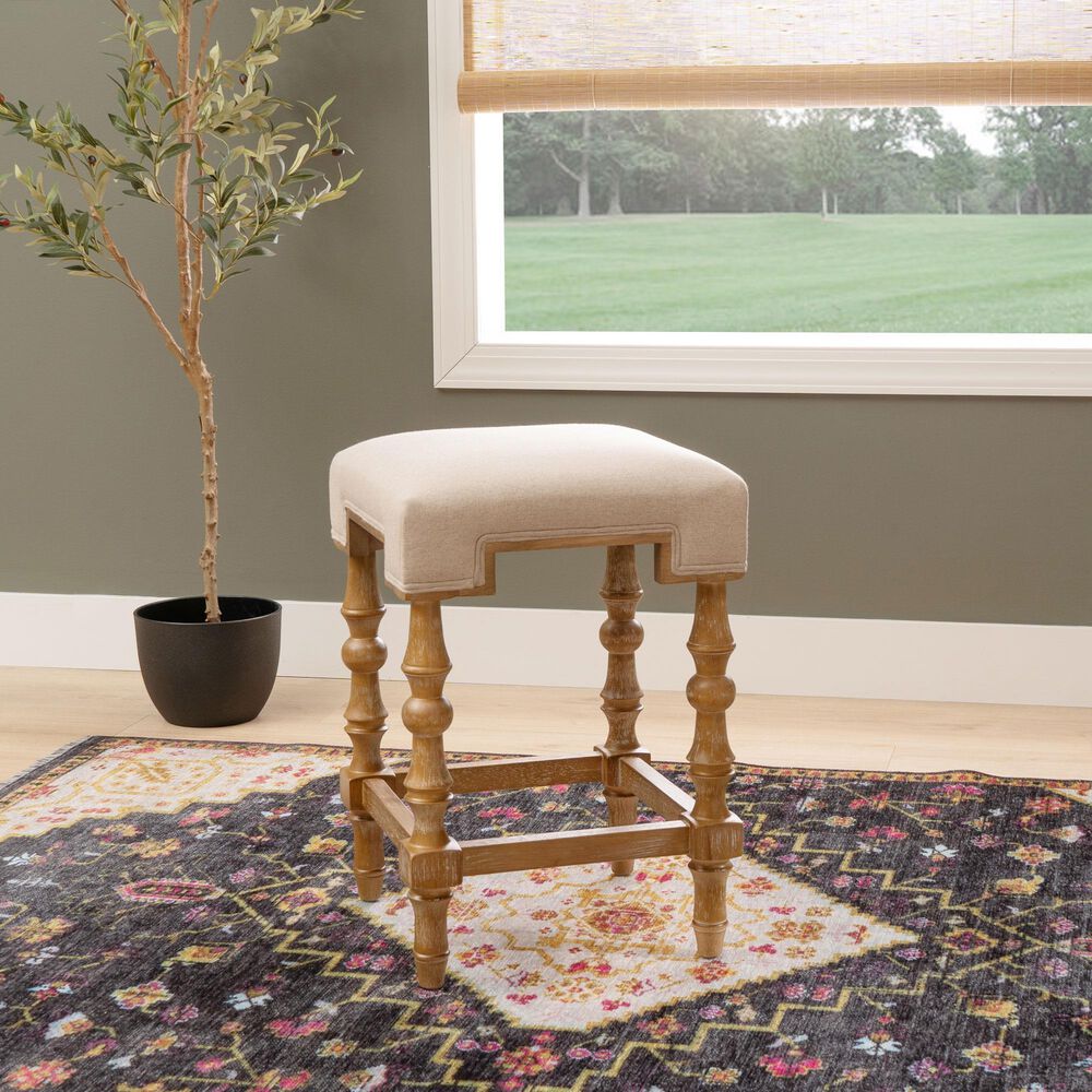 Linon Home Decor Shelly Backless Counter Stool in Brown, , large