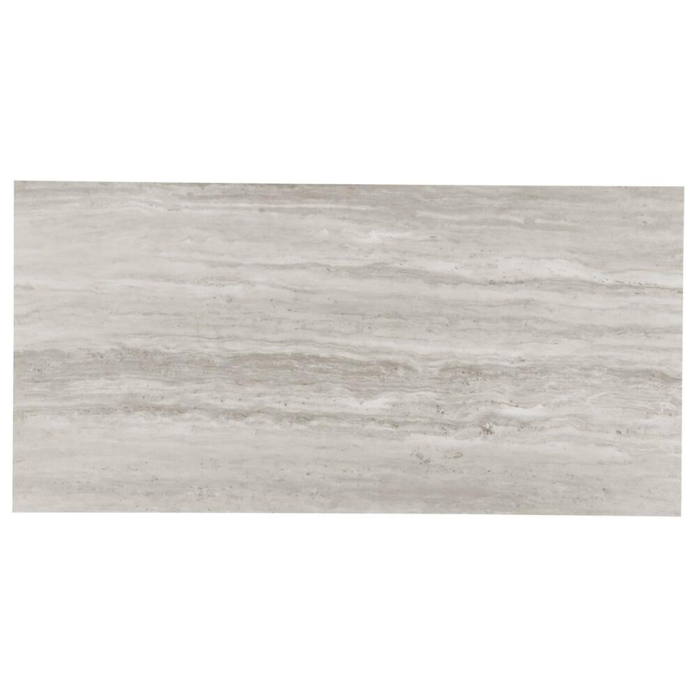 Soho Studio Zenit Grigio Chiaro Gray 12" x 24" Travertine Look Polished Porcelain Tile, , large