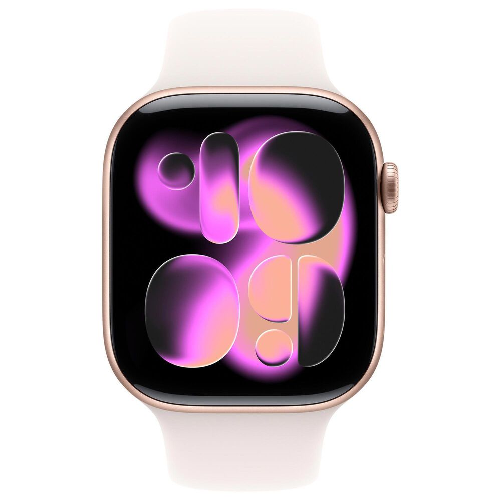 Apple Watch Series 11 (GPS+Cellular) 46mm Aluminum Case with Light Blush Sport Band - S/M in Rose Gold and 2-Year AppleCare+, , large