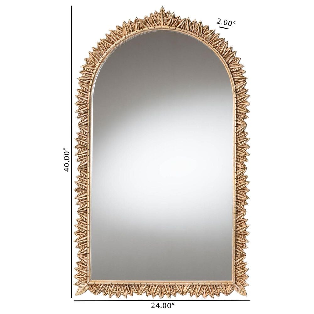Baxton Studio Caitlin Arch Accent Wall Mirror in Antique Gold, , large