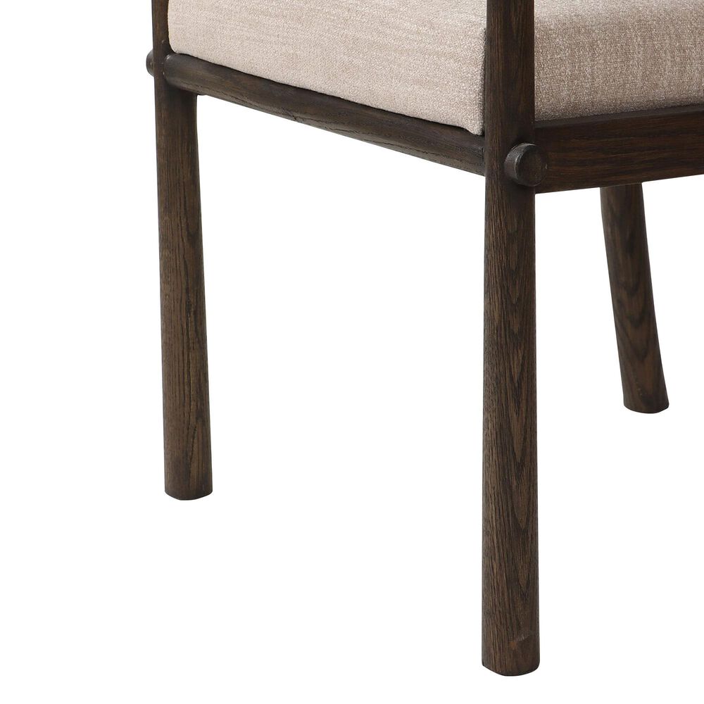 Four Hands Akiro Dining Arm Chair with Laken Stone Fabric in Warm Oak, , large