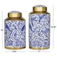 Maple and Jade 2-Piece Jar Set with Floral Accents in White, Blue and Gold, , large