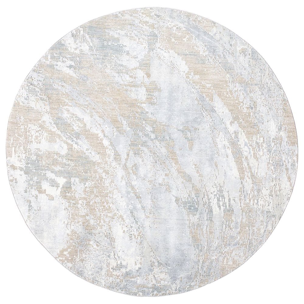 Surya Brunswick Cream, Taupe, Tan, Light Slate, Blue and Gray 7"10" Round Area Rug, , large