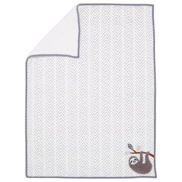 Lambs and Ivy Baby Jungle Sherpa Sloth Baby Blanket in Gray and White, , large