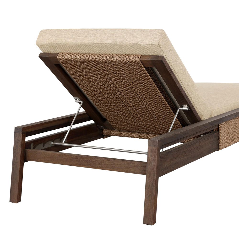 Four Hands Brio Outdoor Chaise Lounge in Ellor Beige and Stained Saddle Brown, , large