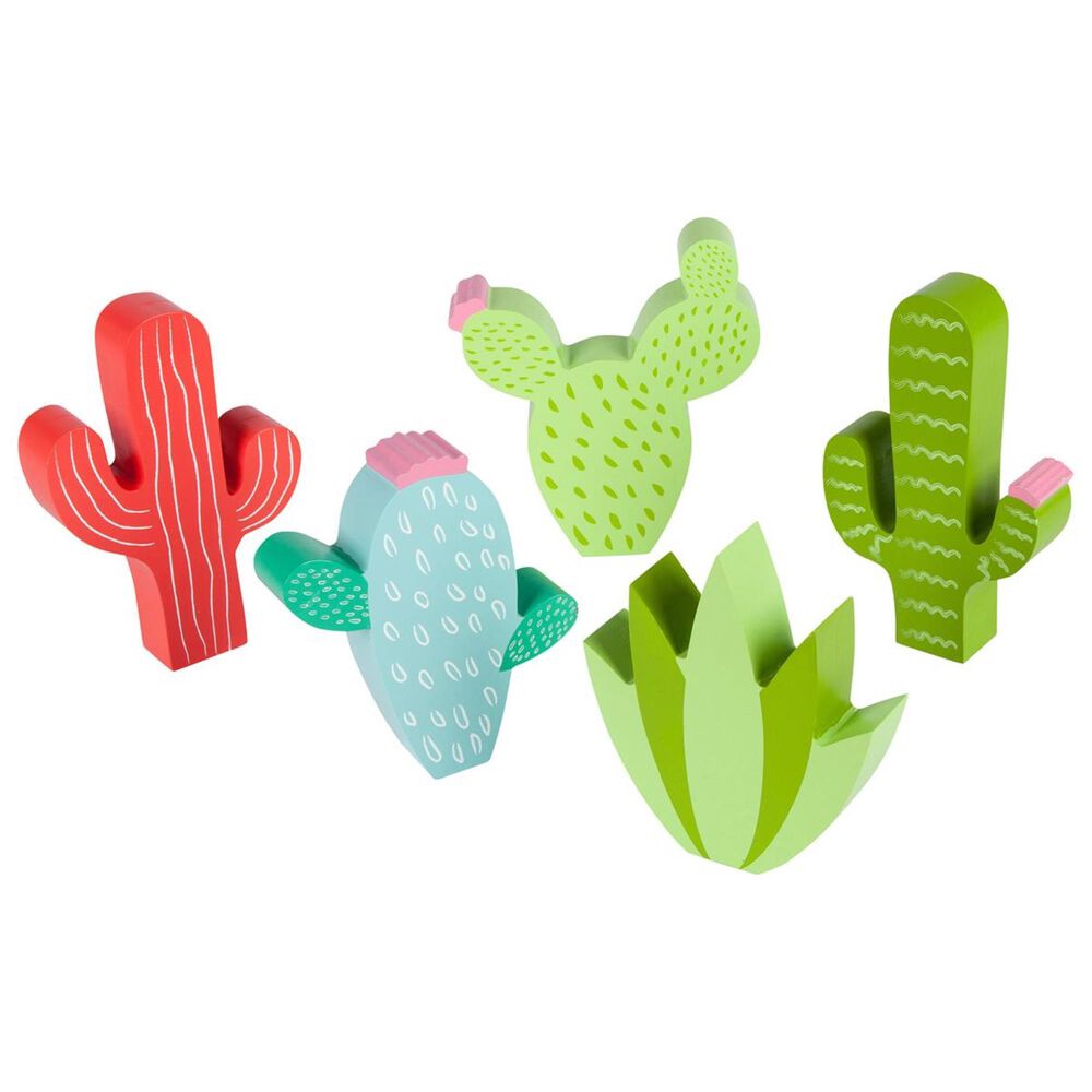The Gerson Company Assorted Wood Cactus Figurines in Multicolor (Set of 5), , large