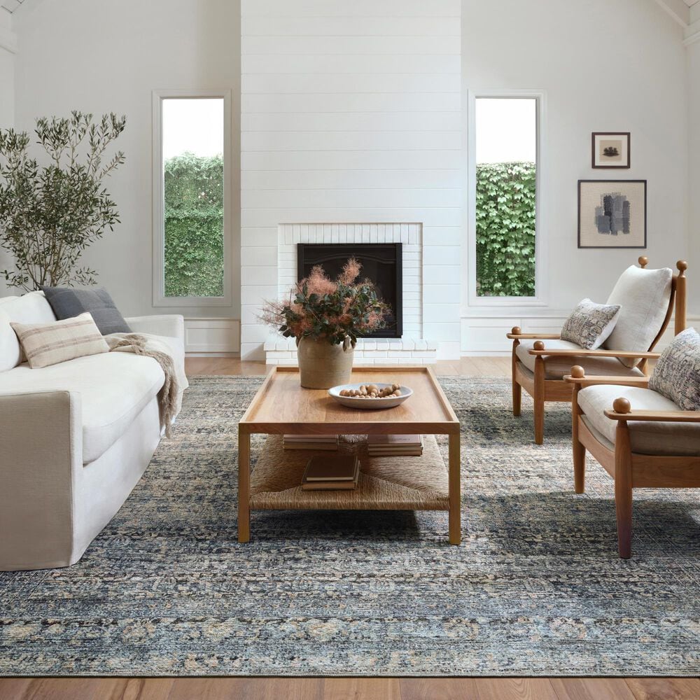 Amber Lewis x Loloi Billie 3'6 x 5'6 Denim and Blush Area Rug