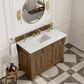 James Martin Vanities Brookfield 48" Single Bathroom Vanity in Honey Oak with 3 cm Ethereal Noctis Quartz Top and Rectangular Sink, , large