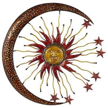 Maple and Jade 36" x 36" Sun, Moon and Star Wall Decor in Metallic Copper and Bronze, , large
