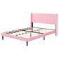 HOMLUX Queen Upholstered Platform Bed Frame with Velvet Headboard in Pink, , large