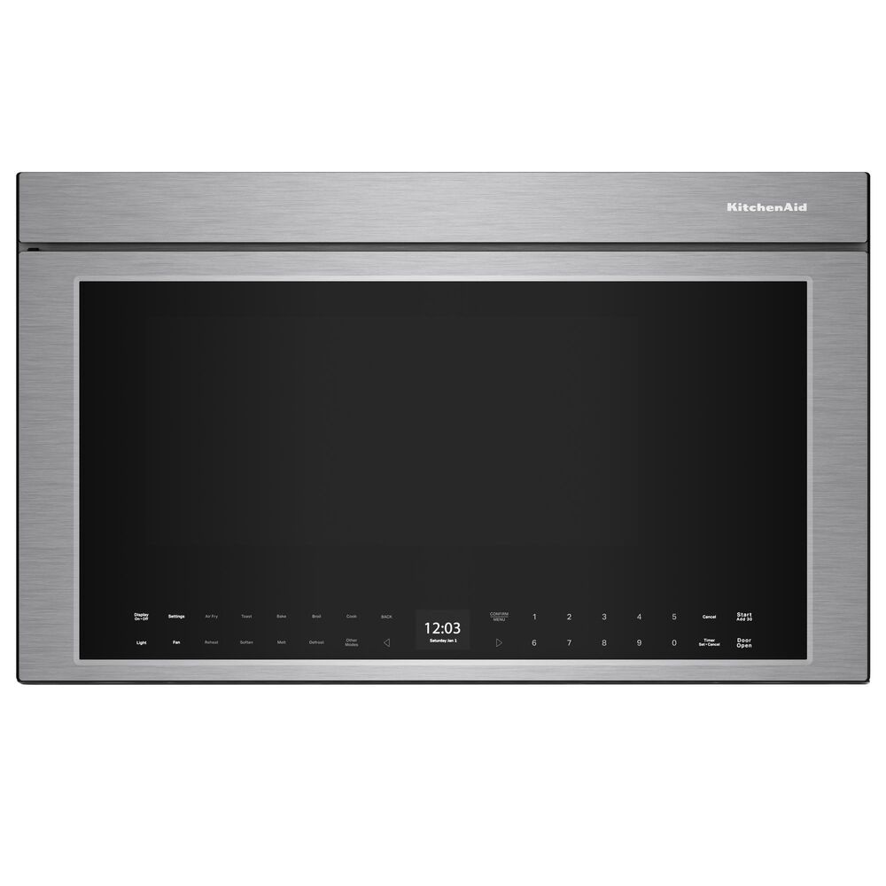 KitchenAid 2-Piece Kitchen Package with 5 Cu. Ft. Smart Slide-in Gas Range and 1.1 Cu. Ft. Multifunction Over-the-Range Microwave Oven in PrintShield Stainless Steel, , large