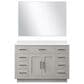 Lexora Home Abbey 48" Single Bathroom Vanity in Brown Oak with 2 cm White Quartz Top, Rectangular Sink and 46" Mirror, , large