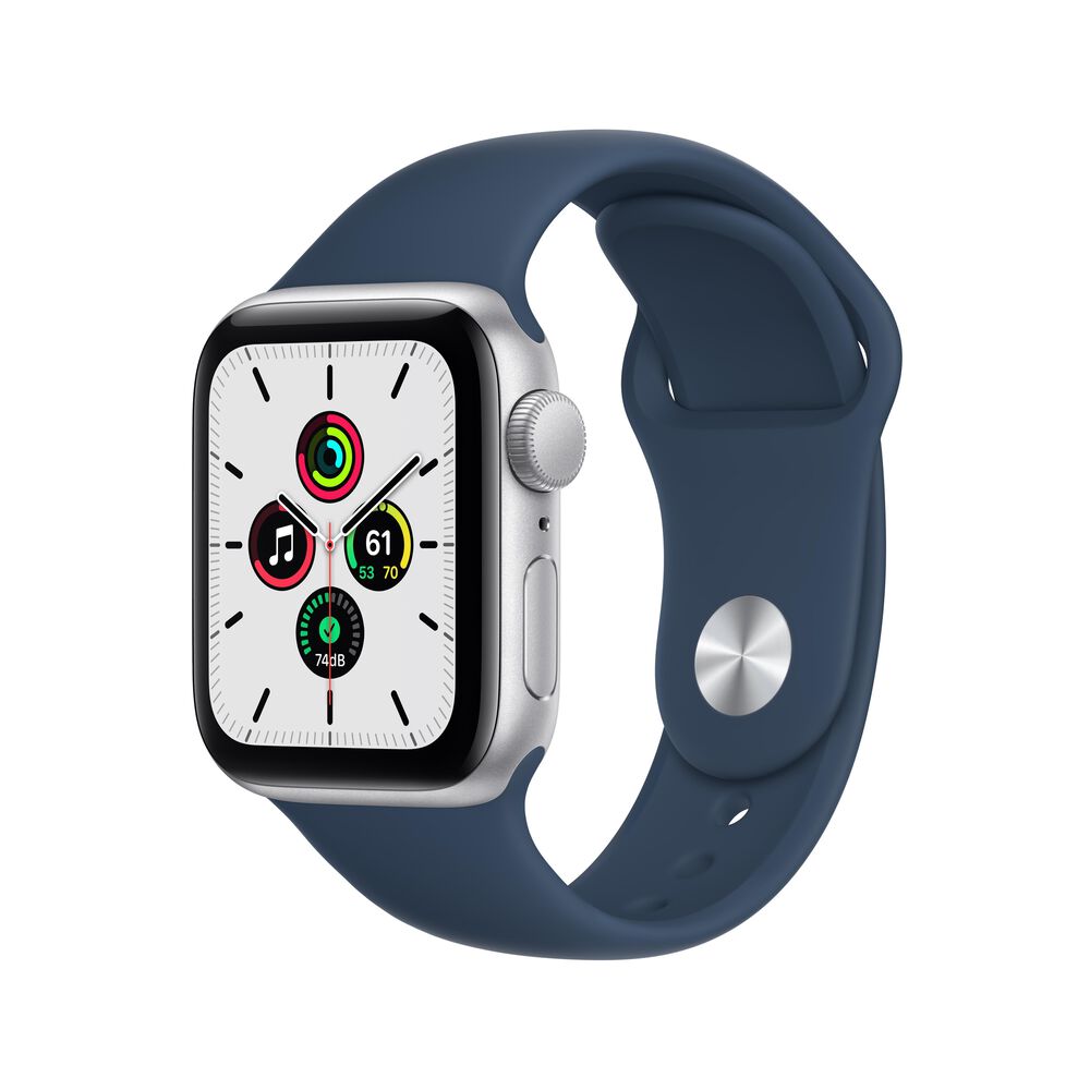 Apple 44mm Watch SE (Latest Model) Silver Aluminum Case with Abyss Blue Sport Band, , large