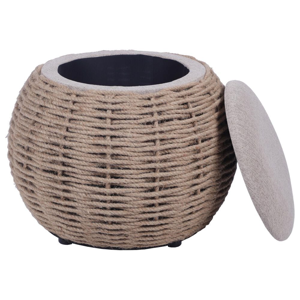 Rta Products Woven Storage Ottoman in Natural, , large