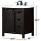 Lexora Home Marsyas 30" Single Bathroom Vanity in Brown with 2 cm White Cultured Marble Top and Rectangular Sink, , large