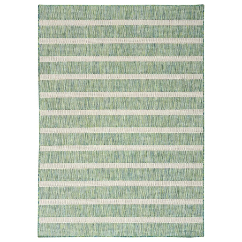 Nourison Positano POS03 Blue, Green and Ivory 8" x 10" Indoor/Outdoor Area Rug, , large