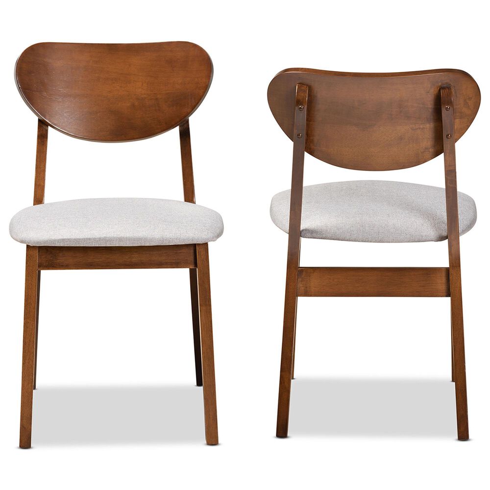 Baxton Studio Damara Side Chair with Grey Cushion in Walnut Brown (Set of 2), , large