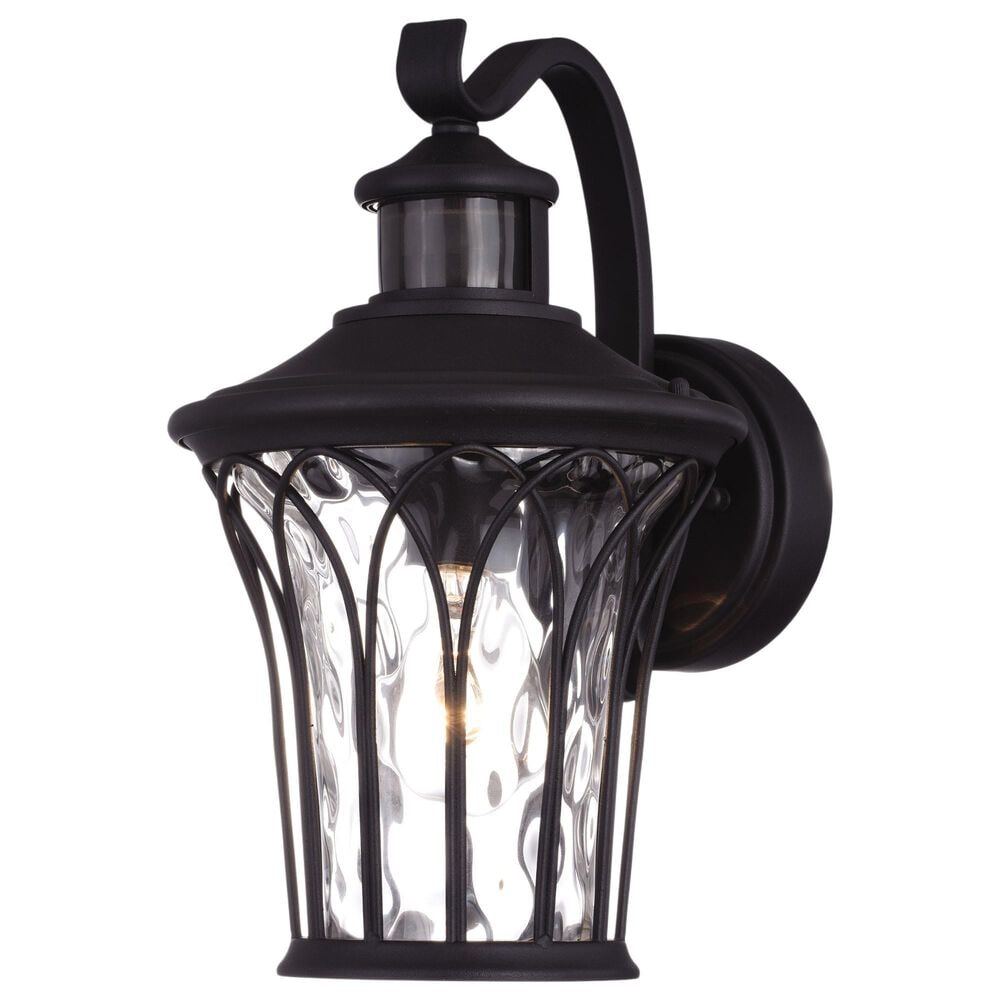 Vaxcel Abigail 1-Light Outdoor Motion Sensor Wall Sconce in Textured Black, , large
