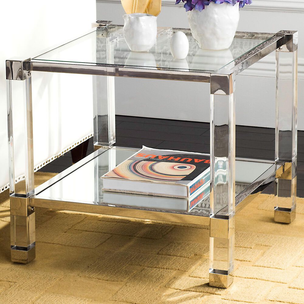 Safavieh Angie End Table in Silver and Clear, , large
